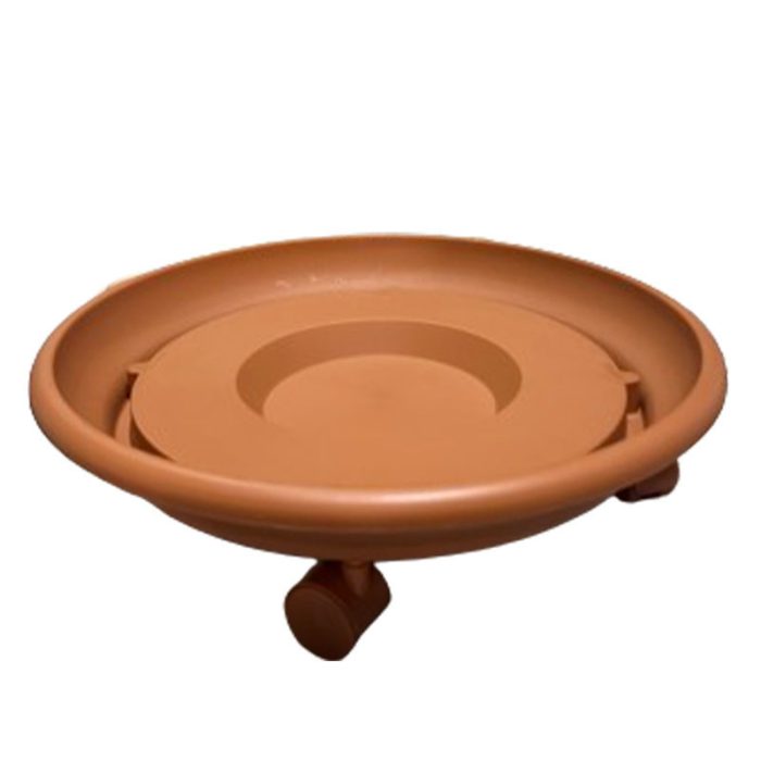 Viomes 102763 Στρογγυλό Πιάτο Γλάστρας Με Ρόδες Terracotta 31x31εκ.